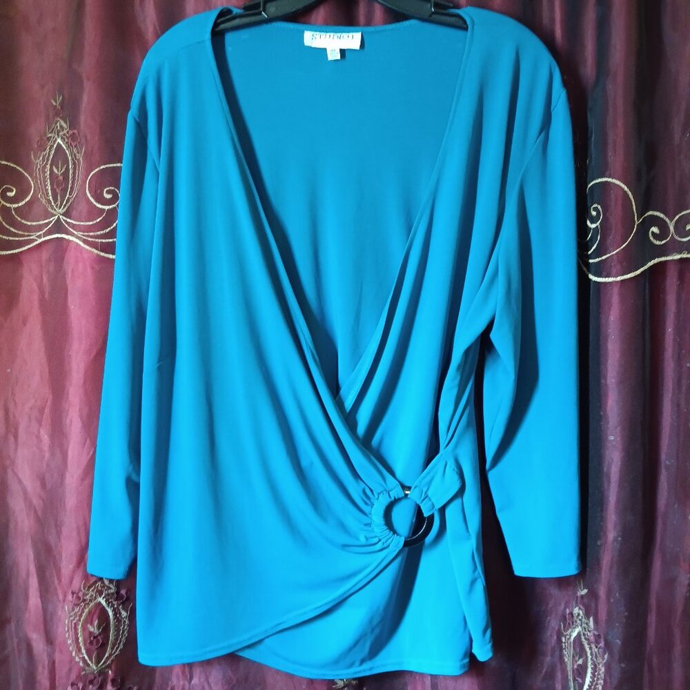 Studio I turquoise color wrap shirt size 16